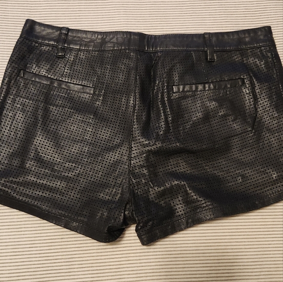Intermix Perforated Leather Shorts - Picture 4 of 5